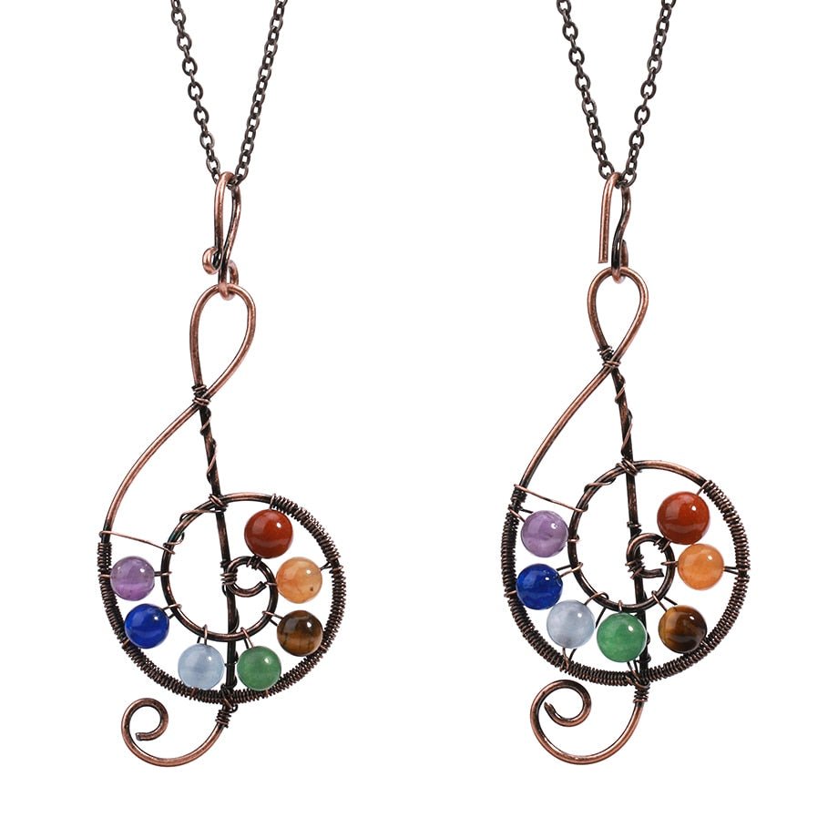 Music Treble Clef 7 Chakra Necklace