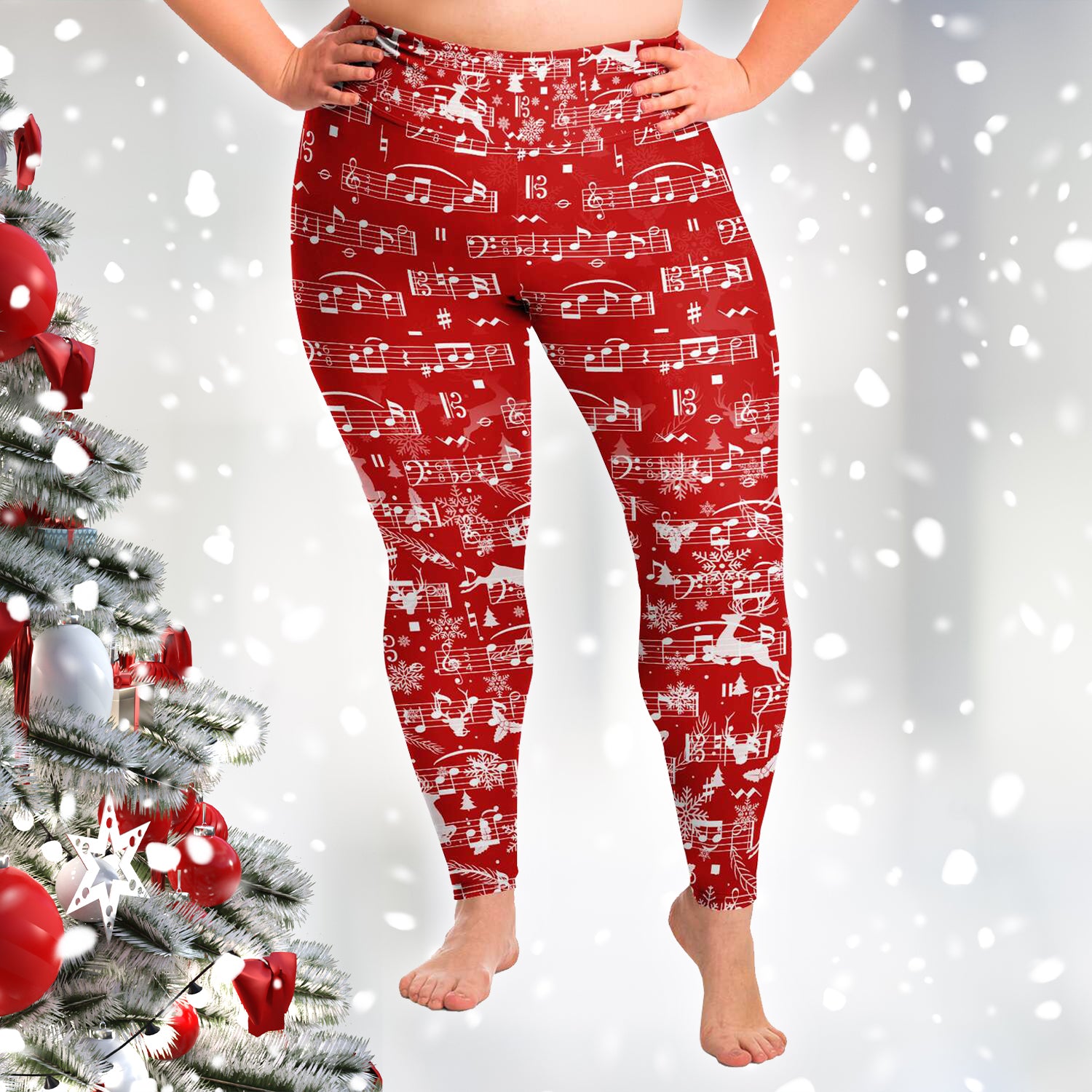 Music Notes Christmas Plus Size Leggings