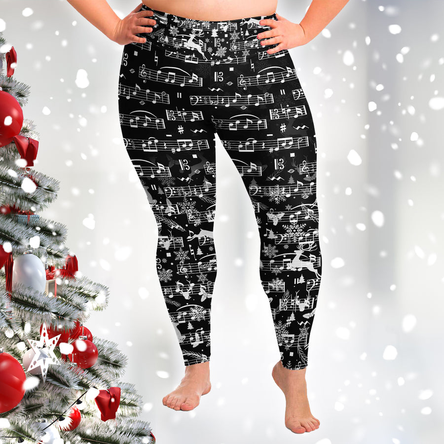 Music Christmas Plus Size Leggings