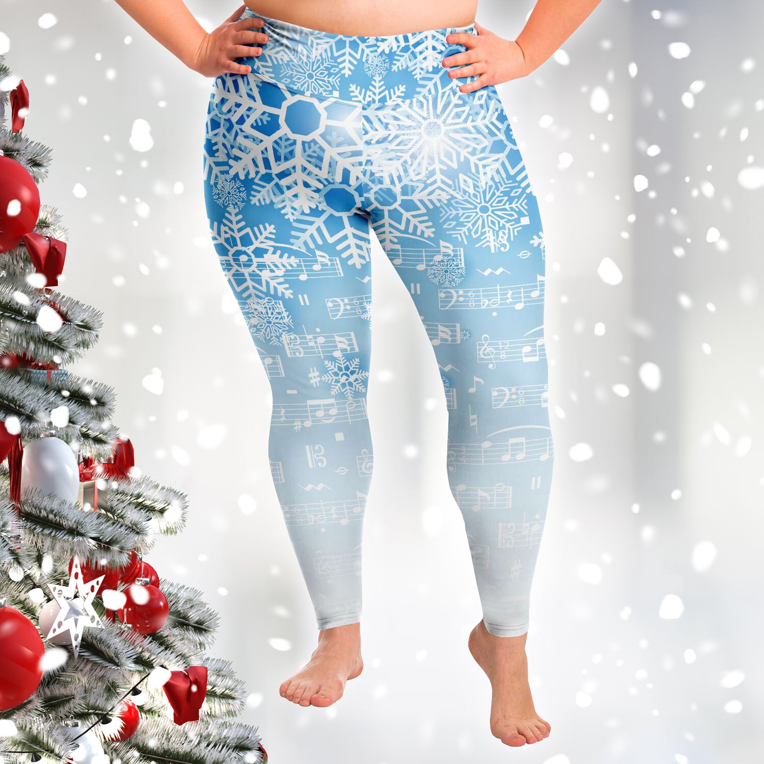 Musical Notes Christmas Plus Size Leggings