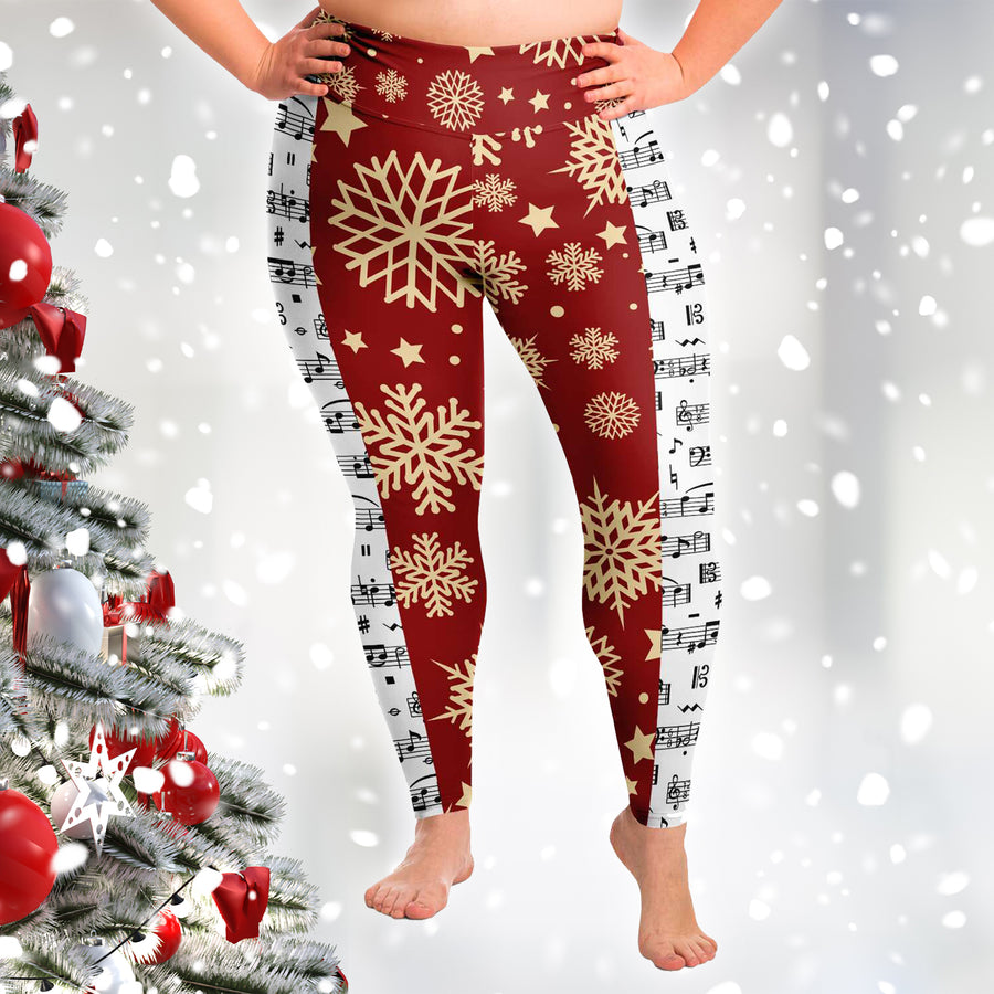Music Notes Red Plus Size Leggings