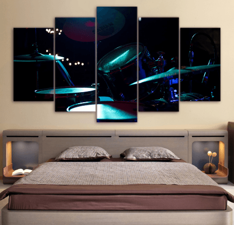 5 Pieces Cobalt Drum Set Canvas Art