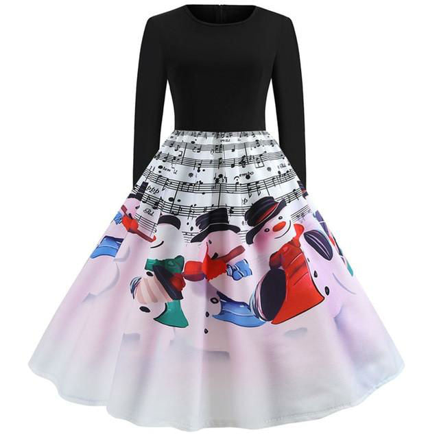 Music Note Print Christmas Dresses