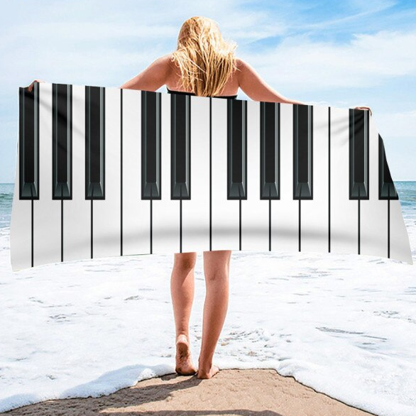 Guitar Piano Music Notes Beach Towel
