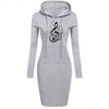 Treble Clef Music Print Hooded Dress