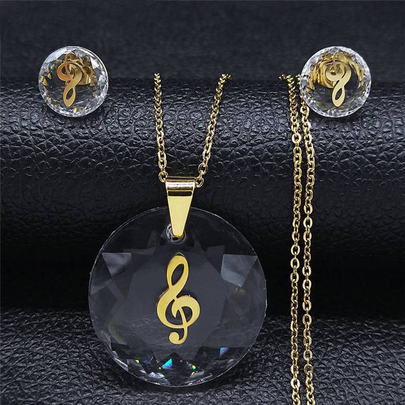 Music Notes Earrings And Necklace