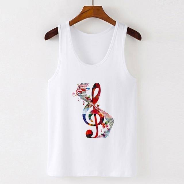Music Notes Print Tank Tops