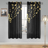 Gold Music Notes Gauze Curtain 28"x63" (Two Pieces)