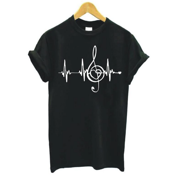 Heartbeat Music Printed T-shirt - Artistic Pod