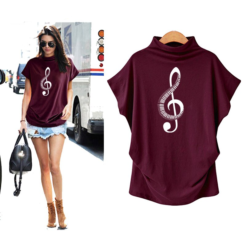Music Notes Bat Sleeves T-shirt