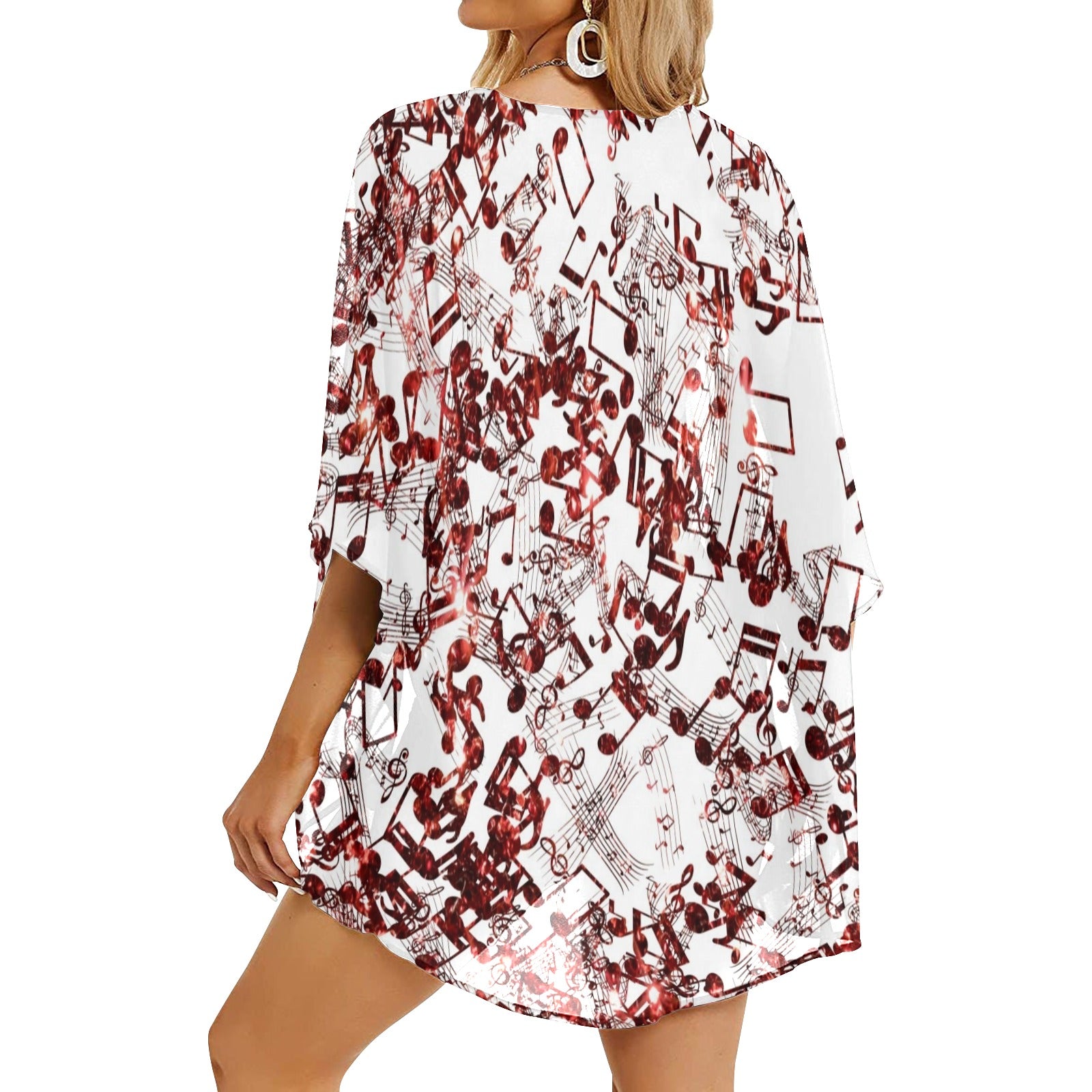 Musical Pattern Chiffon Kimono