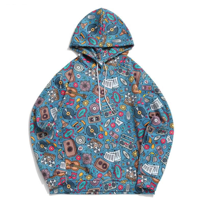 Music Instruments Blue Hoodie