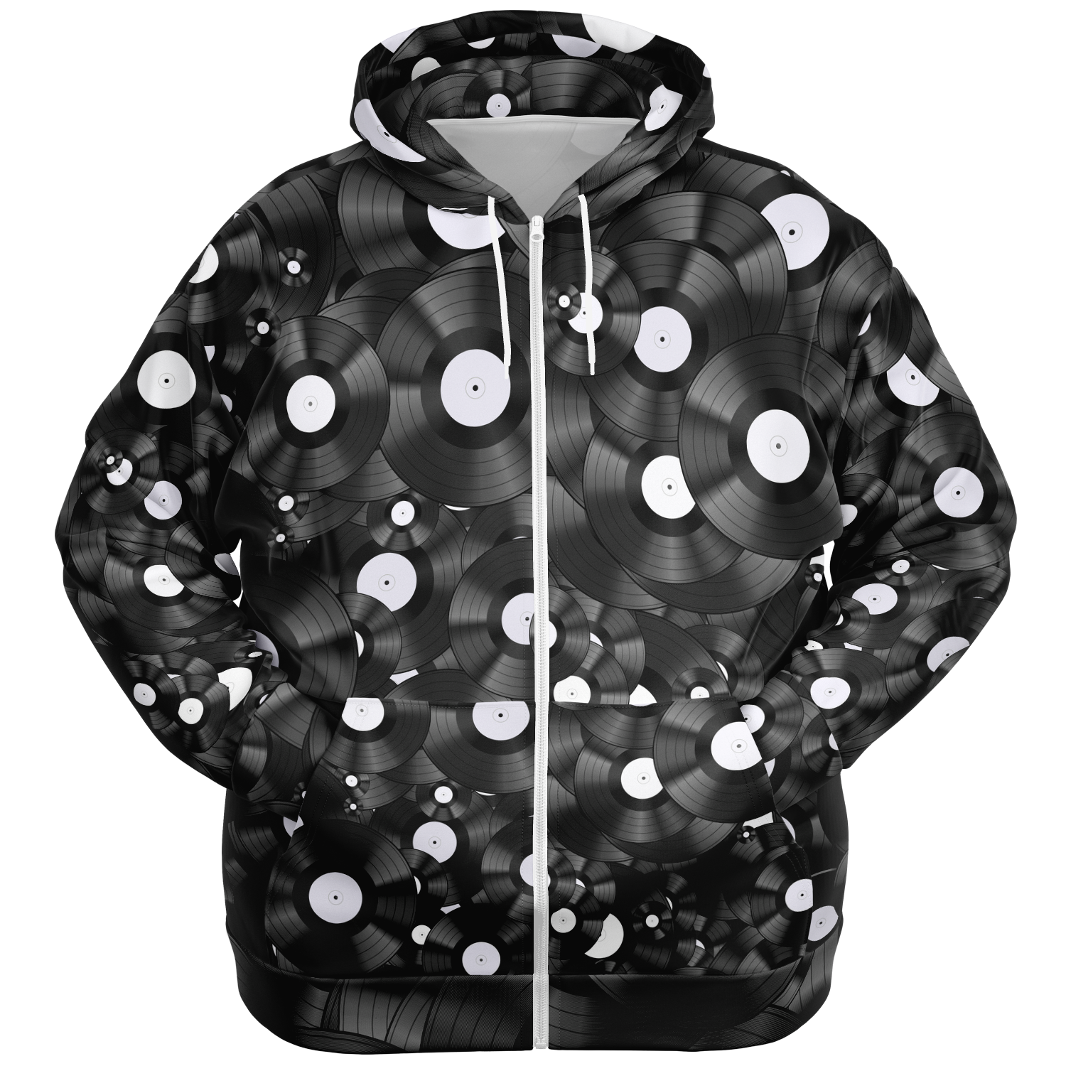 Vinyl Pattern Plus-Size Zip Hoodie