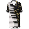 Piano Music Gold Chiffon Shirt Dress