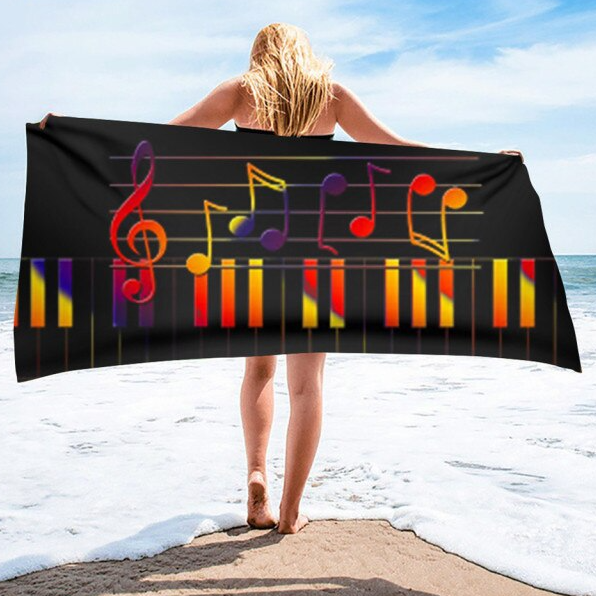Guitar Piano Music Notes Beach Towel