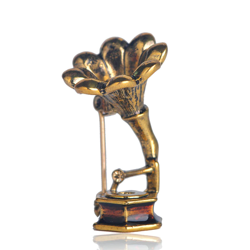Music Gramophone Brooch
