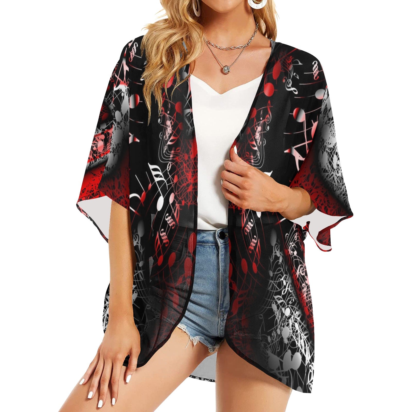 Music Seamless Chiffon Kimono