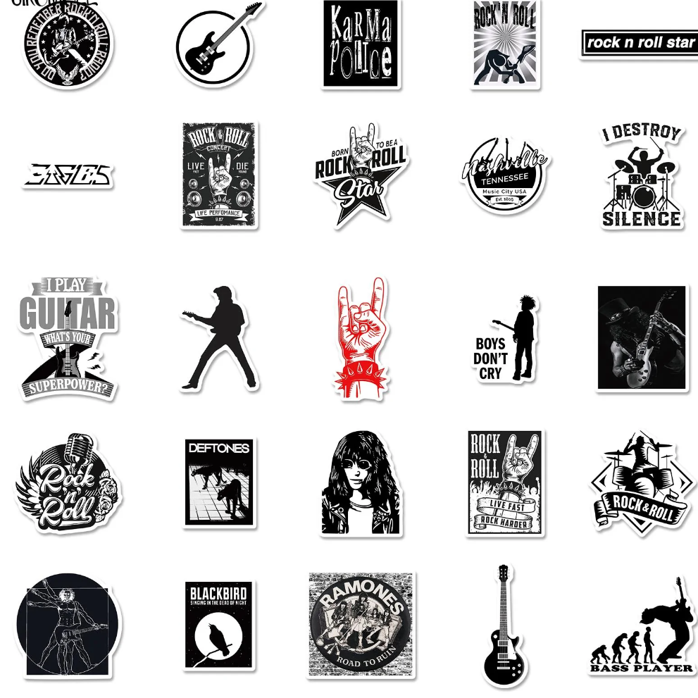 Black N White Band Sticker Set