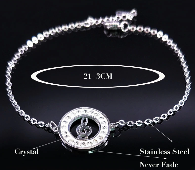 Music Note Crystal Anklet
