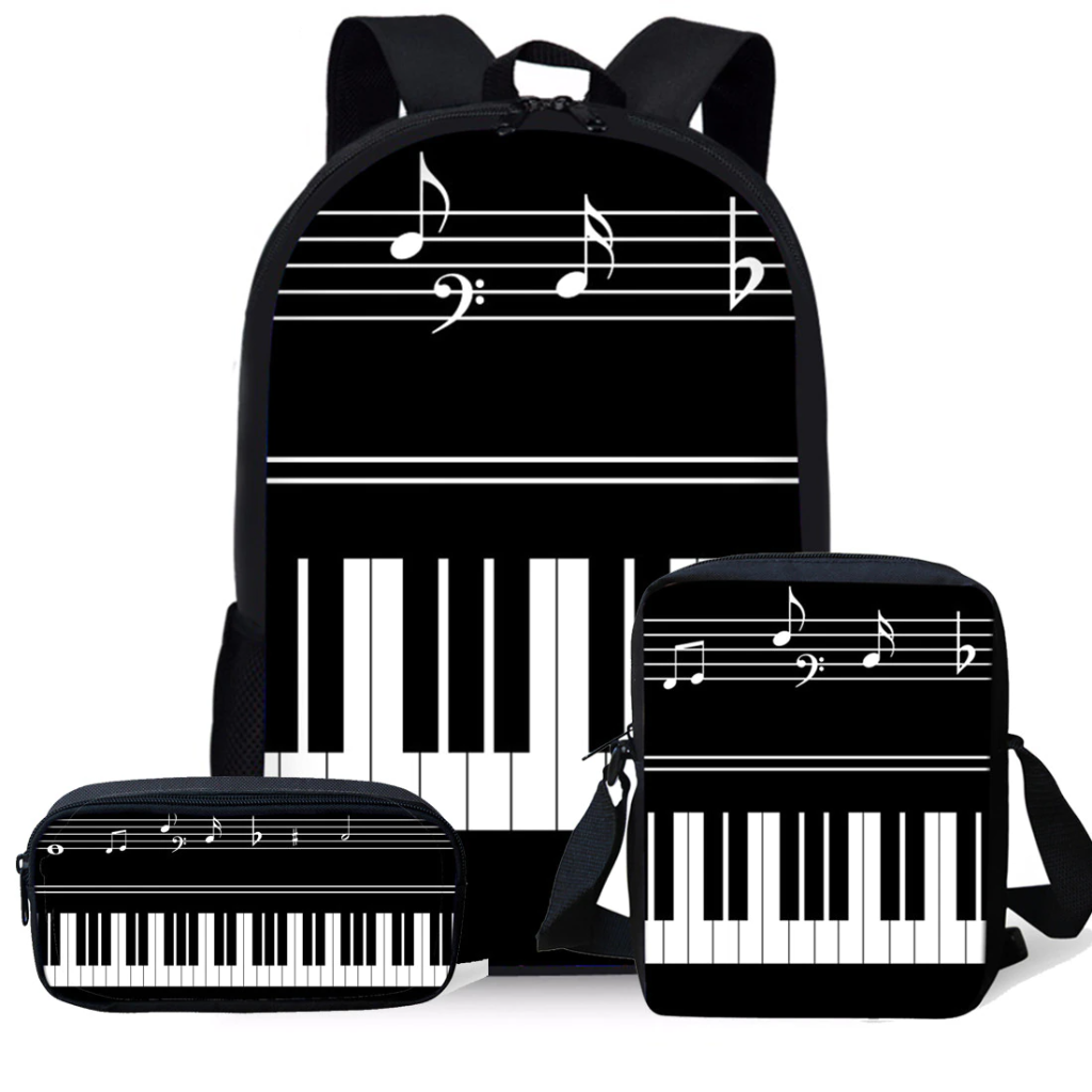 Music Notes Piano School Bag Set