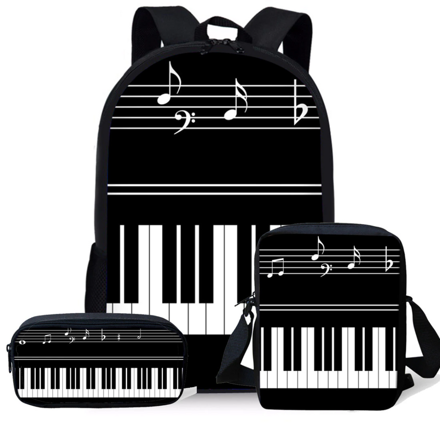 Music Notes Piano School Bag Set