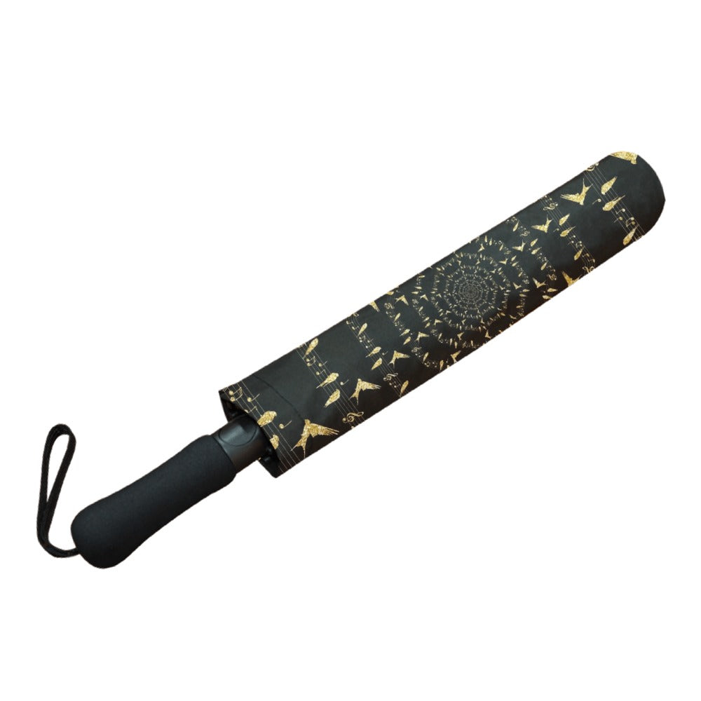 Music Birds Gold Foldable Umbrella