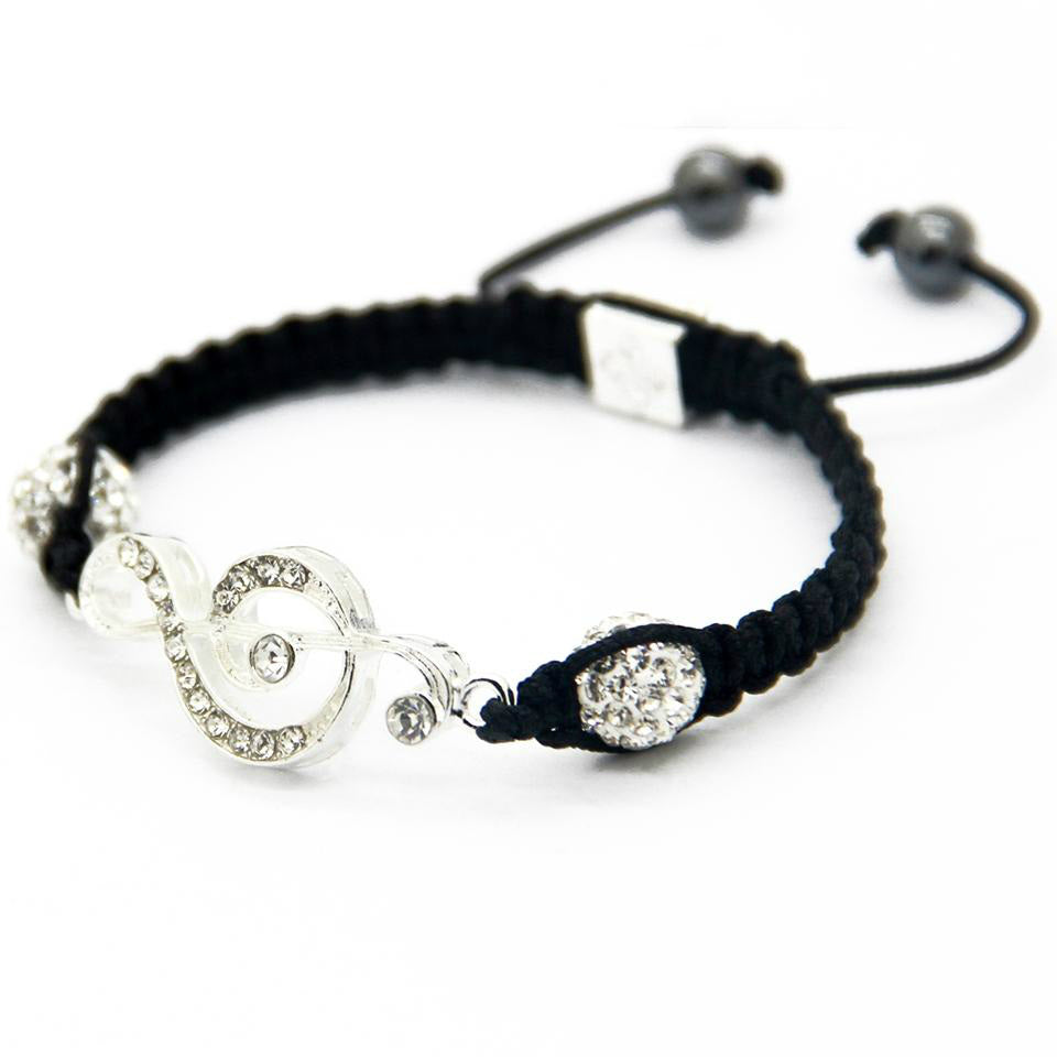 Treble Clef Crystal Shamballa Bracelet