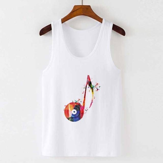 Music Notes Print Tank Tops