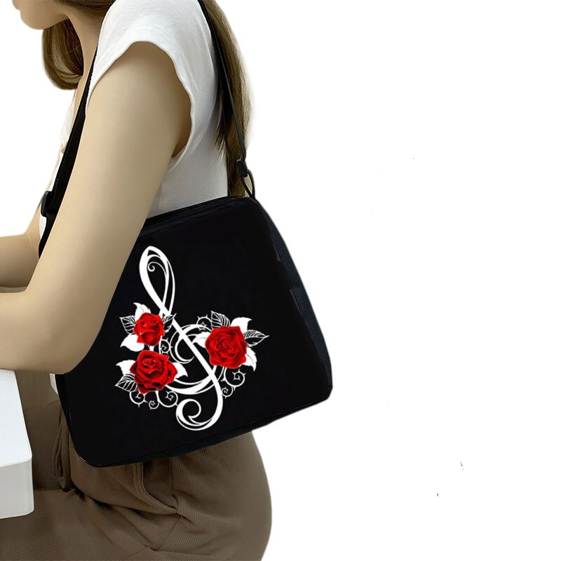 Music Notes Rose Shoulder Bag