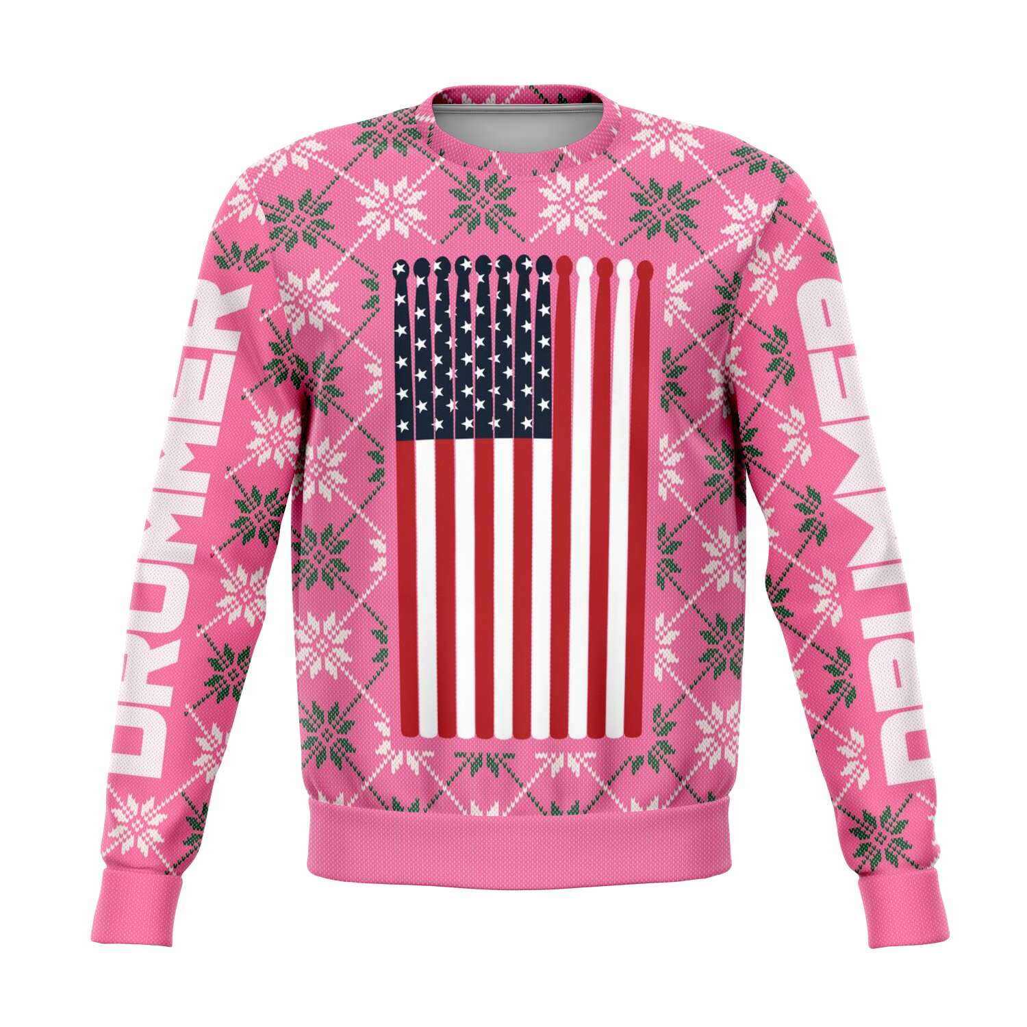 Drummer Christmas Pink Sweatshirt