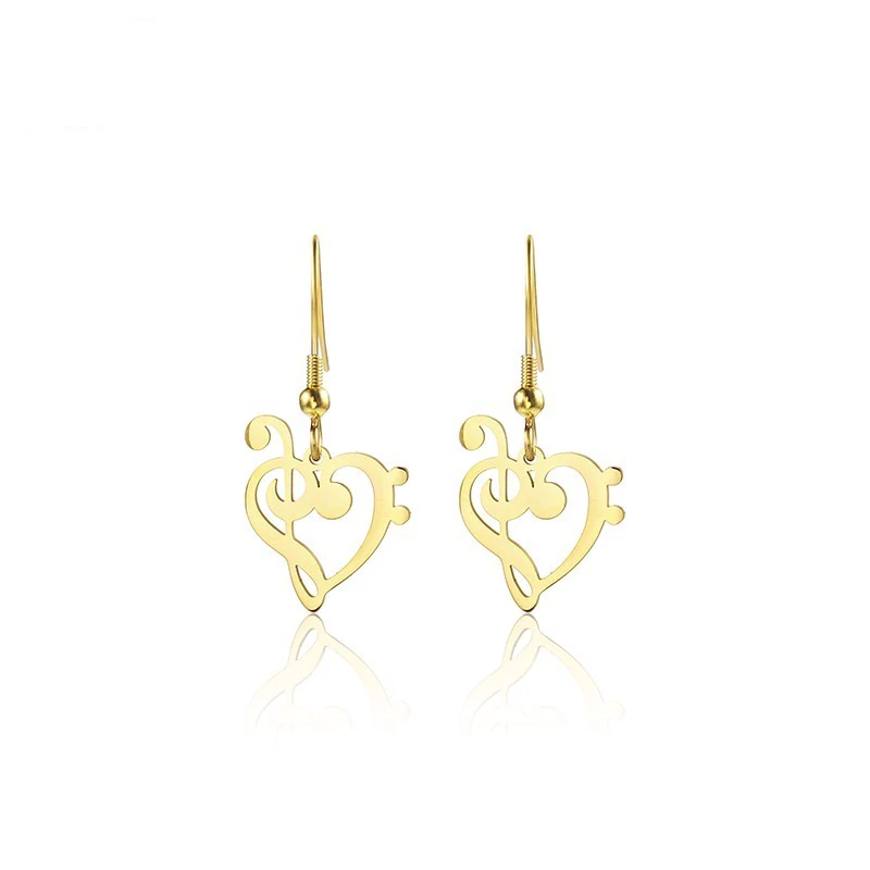 Hollow Heart Music Notes Earrings