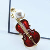 Pearl Red Violin Brooch