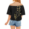 Music Notes Gold Blouse Top