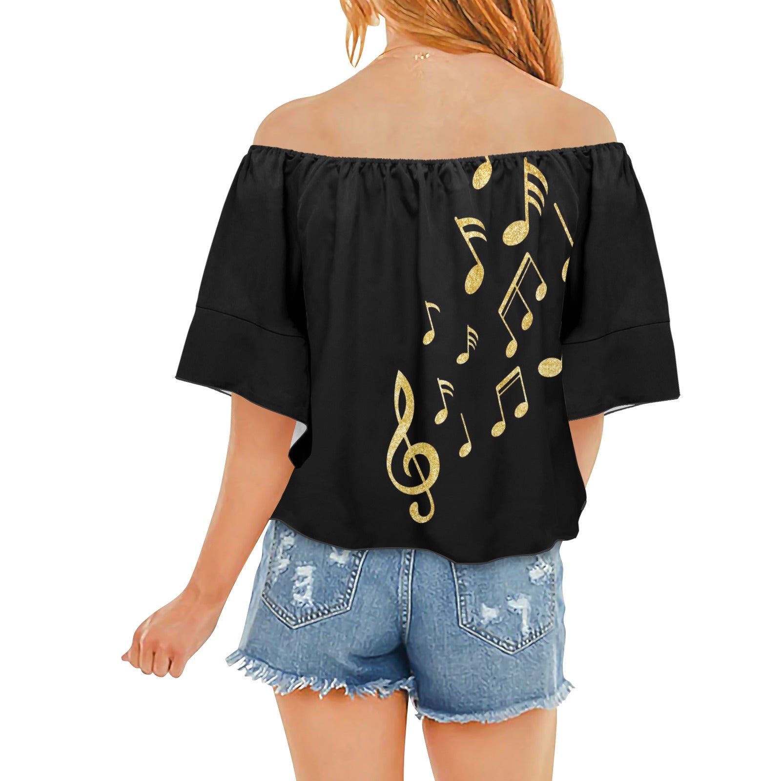 Music Notes Gold Blouse Top