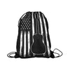 Guitar American Flag Drawstring Bags