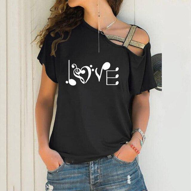 L.O.V.E. Music Symbol Cross Bandage T-shirt