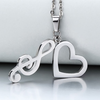 Silver Heart Music Note Necklace