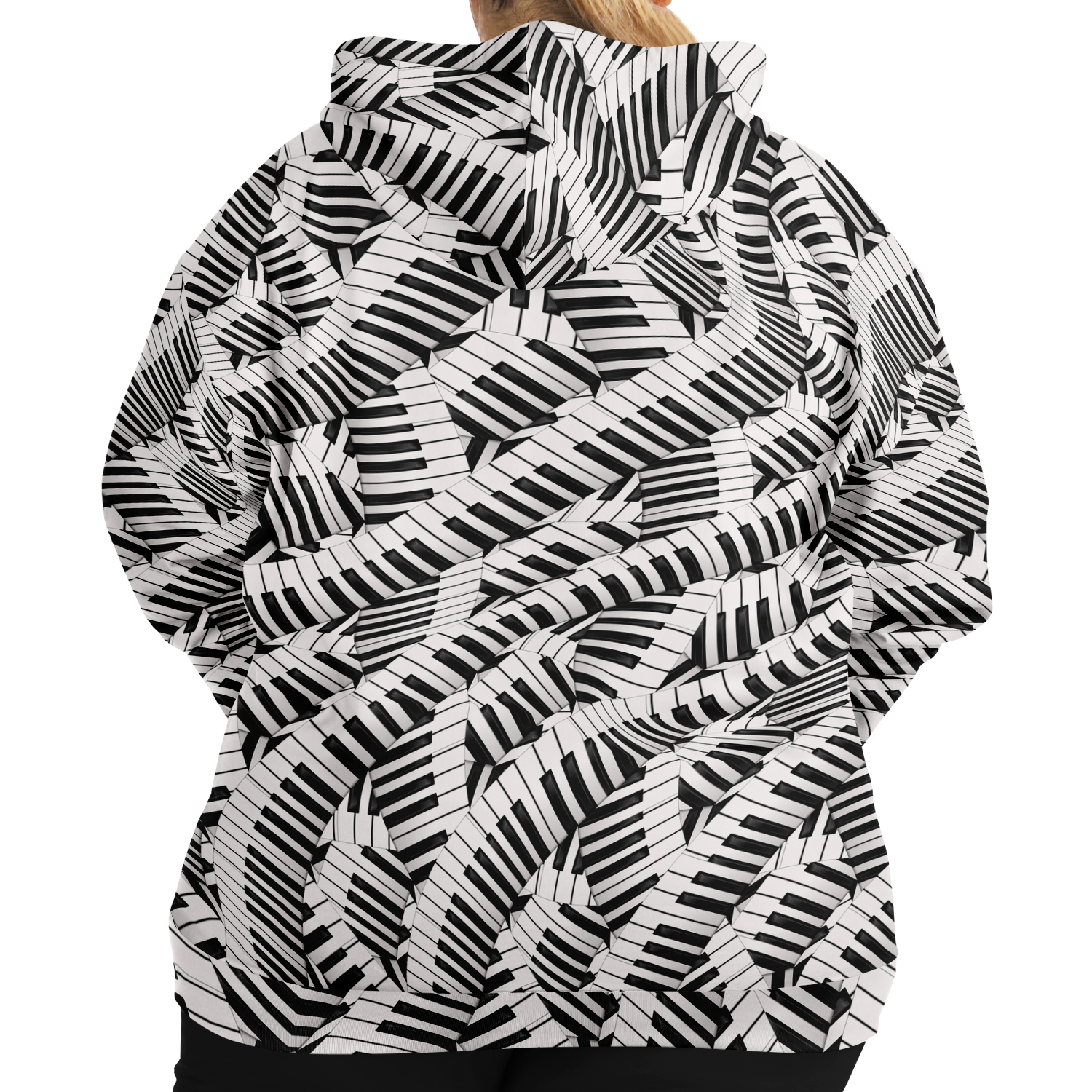 Piano Keys Wave Plus-Size Zip Hoodie