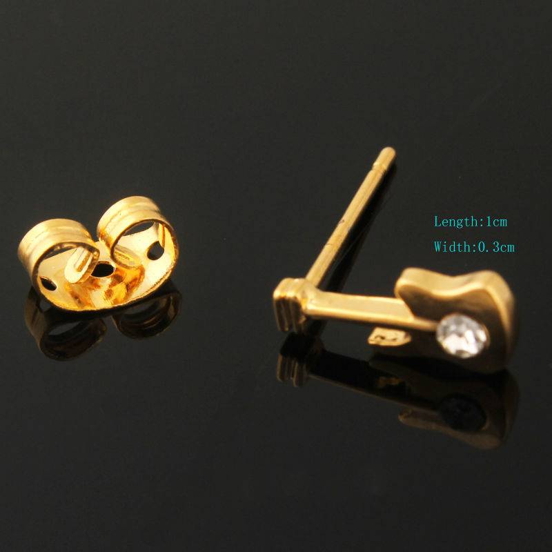 Gold-Color Guitar Stud Earrings