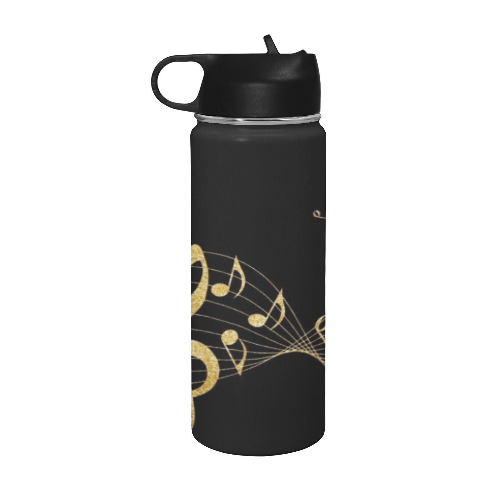 Gold Music Insulated Bottle With Straw Lid