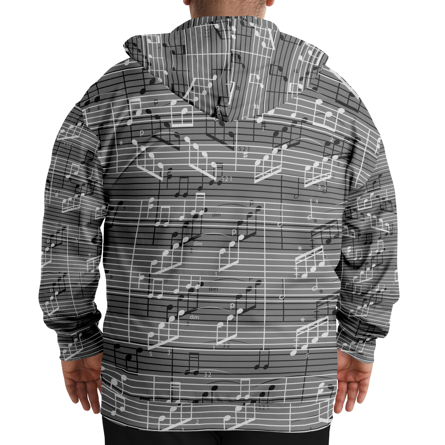 Music Sheet Grey Zip Hoodie