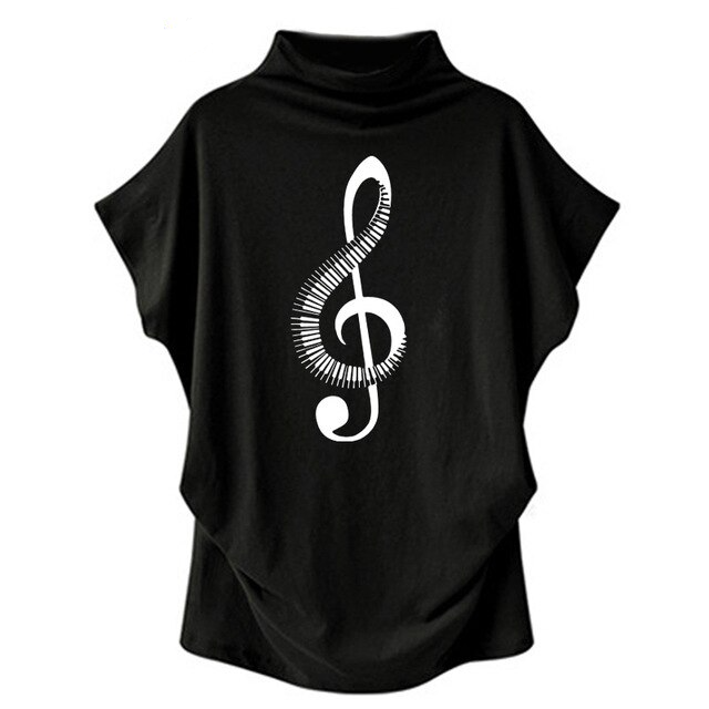 Music Notes Bat Sleeves T-shirt