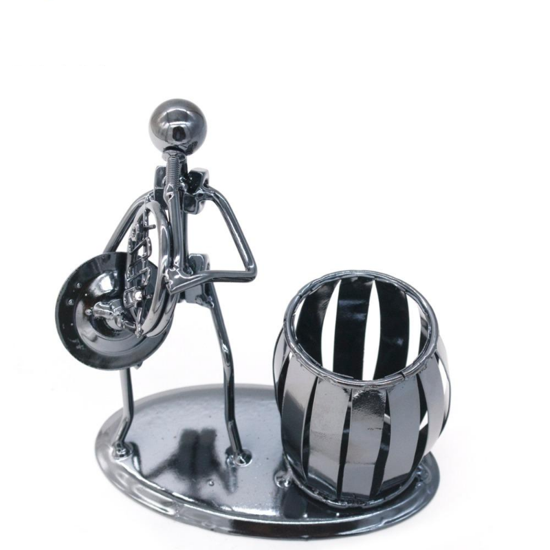 Metal French Horn Player Pen Holder