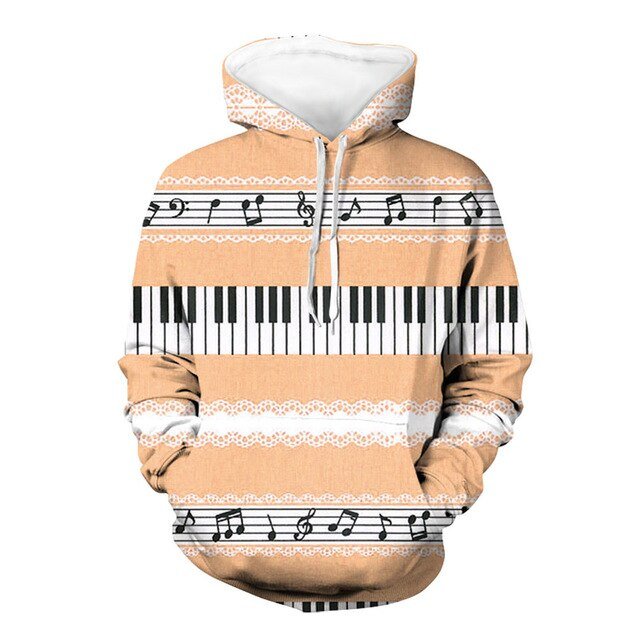 Piano Keyboard Women Loose Hoodie