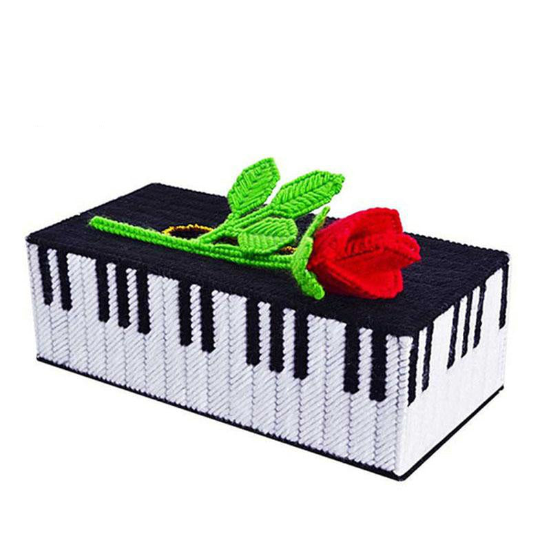Piano Rose Tissue Box Cross Stitch Pattern