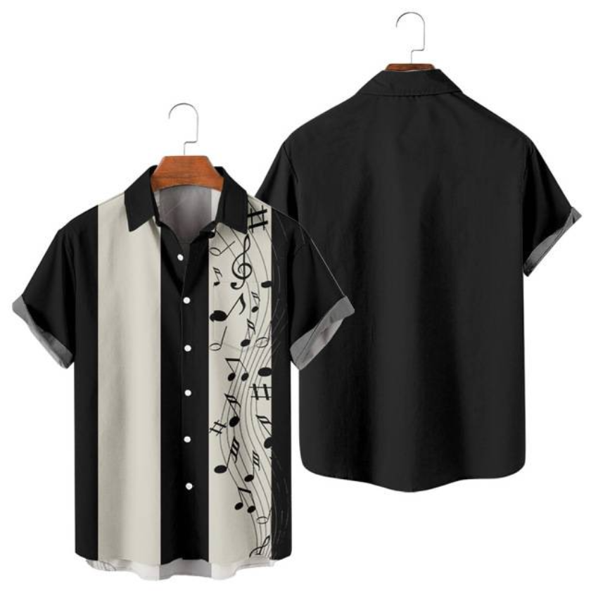 Music Notes Short Sleeves Shirt