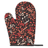 Red Music Notes Oven Mitts