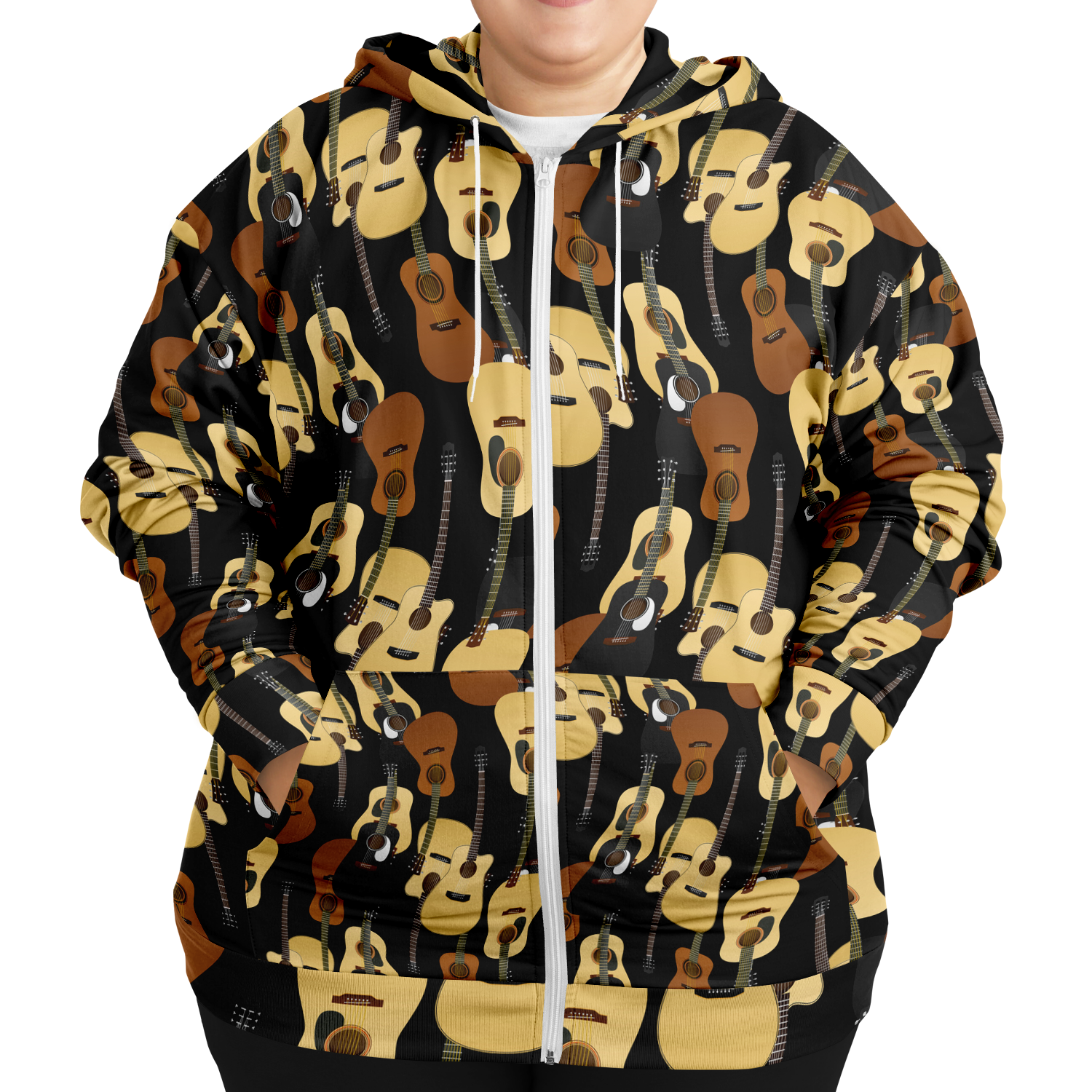 Guitar Wave Plus-Size Zip Hoodie