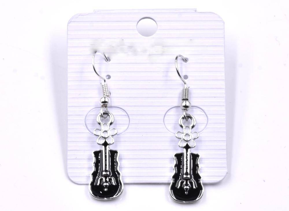 Silver Plated Guitar Earrings