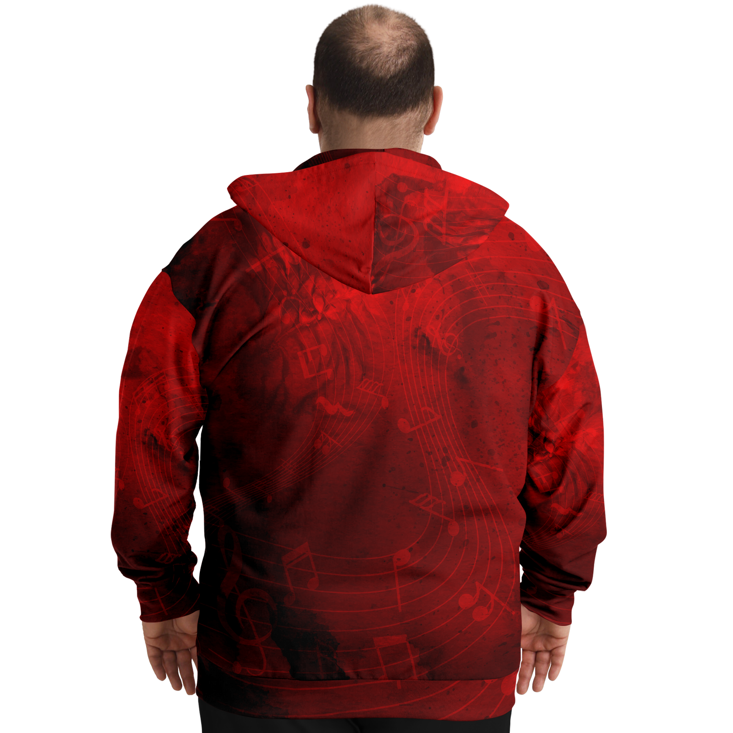 Treble Clef Music Red Zip Hoodie